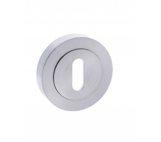 STATUS Keyhole Escutcheons on Round Rose - Satin Chrome (Pair)