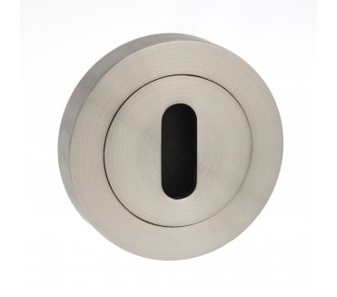 STATUS Keyhole Escutcheons on Round Rose - Satin Nickel (Pair)