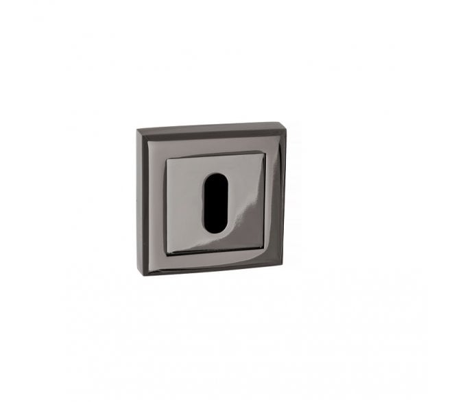 STATUS Keyhole Escutcheons on Square Rose - Black Nickel (Pair)