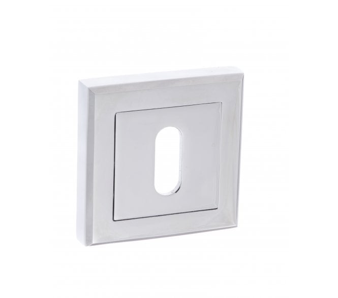 STATUS Keyhole Escutcheons on Square Rose - Polished Chrome (Pair)