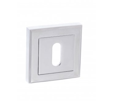 STATUS Keyhole Escutcheons on Square Rose - Polished Chrome (Pair)