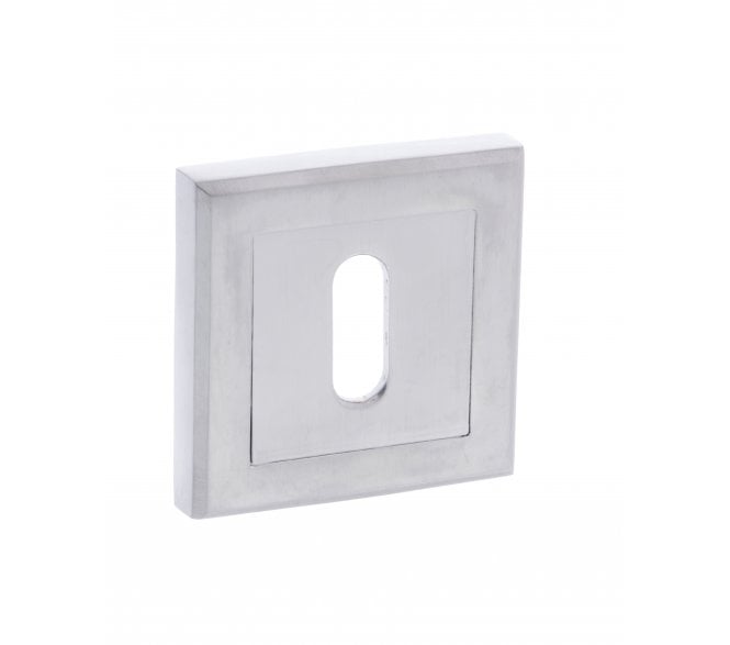 STATUS Keyhole Escutcheons on Square Rose - Satin Chrome (Pair)