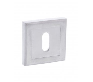 STATUS Keyhole Escutcheons on Square Rose - Satin Chrome (Pair)