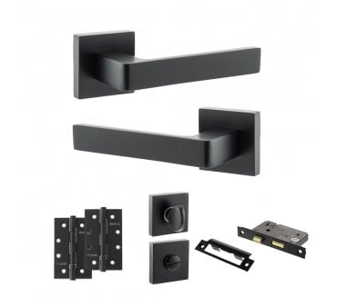 STATUS Montana Door Handle Bathroom Pack (4 Slim Knuckle Hinges x2) - Matt Black