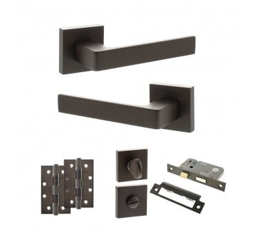 STATUS Montana Door Handle Bathroom Pack (4 Slim Knuckle Hinges x2) - Urban Dark Bronze