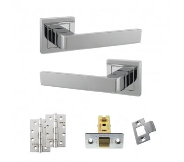 STATUS Montana Door Handle Latch Pack (4 Slim Knuckle Hinges x2) - Polished Chrome