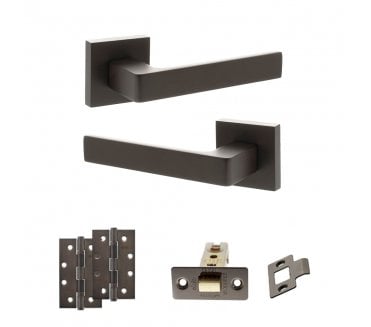 STATUS Montana Door Handle Latch Pack (4 Slim Knuckle Hinges x2) - Urban Dark Bronze