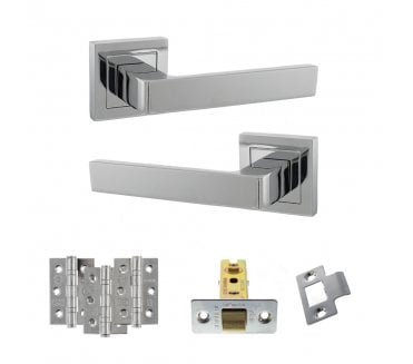 STATUS Montana Door Handle Latch Pack (3 Ball Bearing Hinges x3) - Polished Chrome