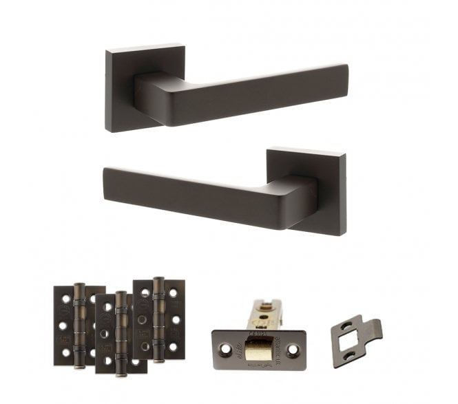 STATUS Montana Door Handle Latch Pack (3 Ball Bearing Hinges x3) - Urban Dark Bronze