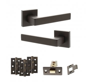 STATUS Montana Door Handle Latch Pack (3 Ball Bearing Hinges x3) - Urban Dark Bronze