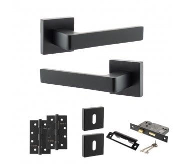 STATUS Montana Door Handle Lock Pack (4 Slim Knuckle Hinges x2) - Matt Black