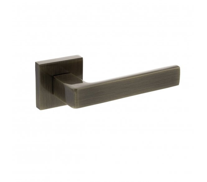 STATUS Montana Lever Door Handle on Square Rose - Antique Brass