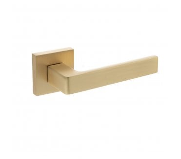 STATUS Montana Lever Door Handle on Square Rose - Satin Brass