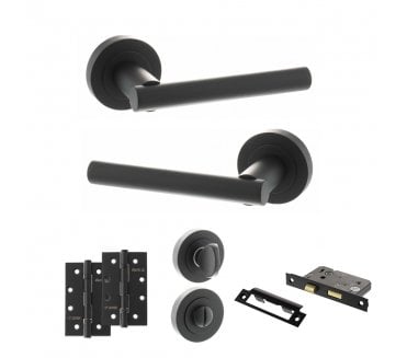 STATUS Nebraska Door Handle Bathroom Pack (4 Slim Knuckle Hinges x2) - Matt Black