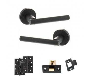 STATUS Nebraska Door Handle Latch Pack (4 Slim Knuckle Hinges x2) - Matt Black