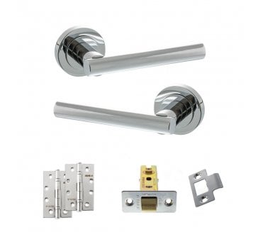 STATUS Nebraska Door Handle Latch Pack (4 Slim Knuckle Hinges x2) - Polished Chrome