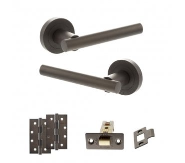 STATUS Nebraska Door Handle Latch Pack (4 Slim Knuckle Hinges x2) - Urban Dark Bronze