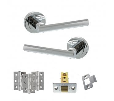 STATUS Nebraska Door Handle Latch Pack (3 Ball Bearing Hinges x3) - Polished Chrome