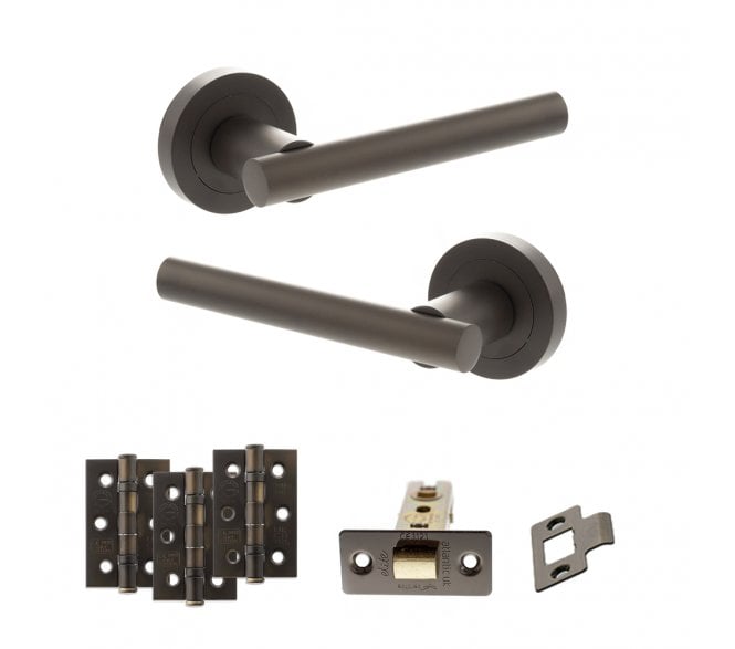 STATUS Nebraska Door Handle Latch Pack (3 Ball Bearing Hinges x3) - Urban Dark Bronze