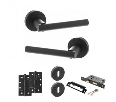 STATUS Nebraska Door Handle Lock Pack (4 Slim Knuckle Hinges x2) - Matt Black