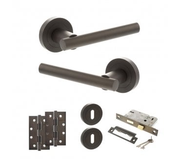 STATUS Nebraska Door Handle Lock Pack (4 Slim Knuckle Hinges x2) - Urban Dark Bronze