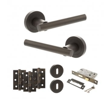 STATUS Nebraska Door Handle Lock Pack (3 Ball Bearing Hinges x3) - Urban Dark Bronze