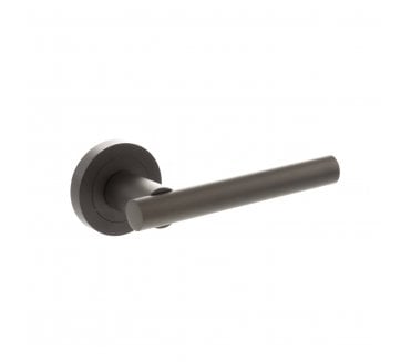 STATUS Nebraska Lever Door Handle on Round Rose - Urban Dark Bronze