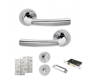 STATUS Nevada Door Handle Bathroom Pack (4 Slim Knuckle Hinges x2) - Polished Chrome