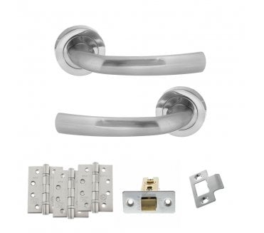 STATUS Nevada Door Handle Latch Pack (4 Fire Rated Hinges x3) - Satin Chrome