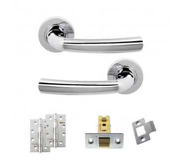 STATUS Nevada Door Handle Latch Pack (4 Slim Knuckle Hinges x2) - Polished Chrome