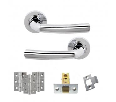 STATUS Nevada Door Handle Latch Pack (3 Ball Bearing Hinges x3) - Polished Chrome