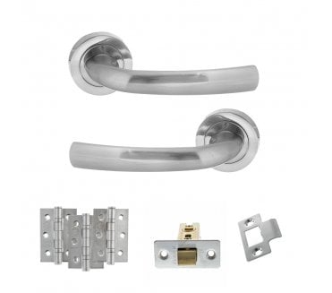 STATUS Nevada Door Handle Latch Pack (3 Ball Bearing Hinges x3) - Satin Chrome
