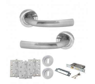 STATUS Nevada Door Handle Lock Pack (4 Fire Rated Hinges x3) - Satin Chrome