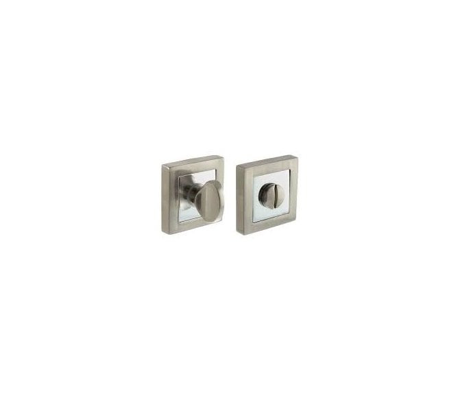 STATUS S4WCS Bathroom Turn & Release on Square Rose  - Satin Nickel/Polished Chrome