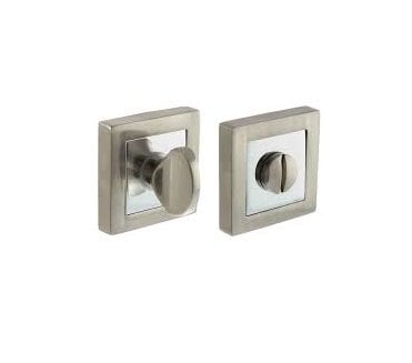 STATUS S4WCS Bathroom Turn & Release on Square Rose  - Satin Nickel/Polished Chrome