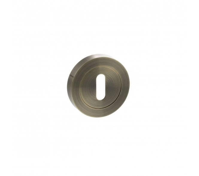 Status Standard Keyhole Escutcheon on Round Rose - Antique Brass (PAIR)