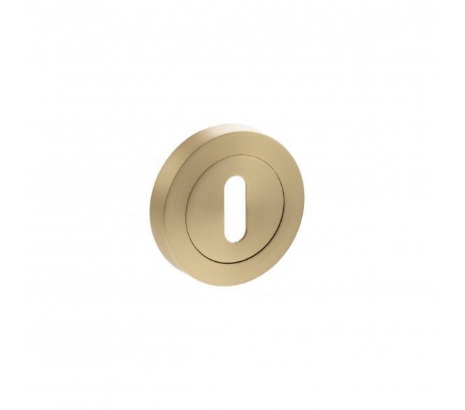Status Standard Keyhole Escutcheon on Round Rose - Satin Brass (PAIR)
