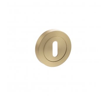 Status Standard Keyhole Escutcheon on Round Rose - Satin Brass (PAIR)