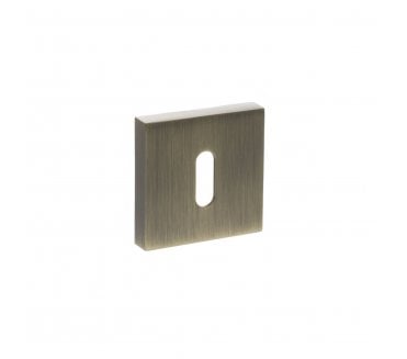 Status Standard Keyhole Escutcheon on Square Rose - Antique Brass (PAIR)