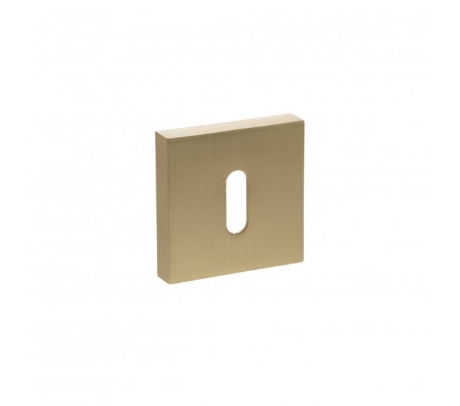 Status Standard Keyhole Escutcheon on Square Rose - Satin Brass (PAIR)