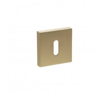 Status Standard Keyhole Escutcheon on Square Rose - Satin Brass (PAIR)