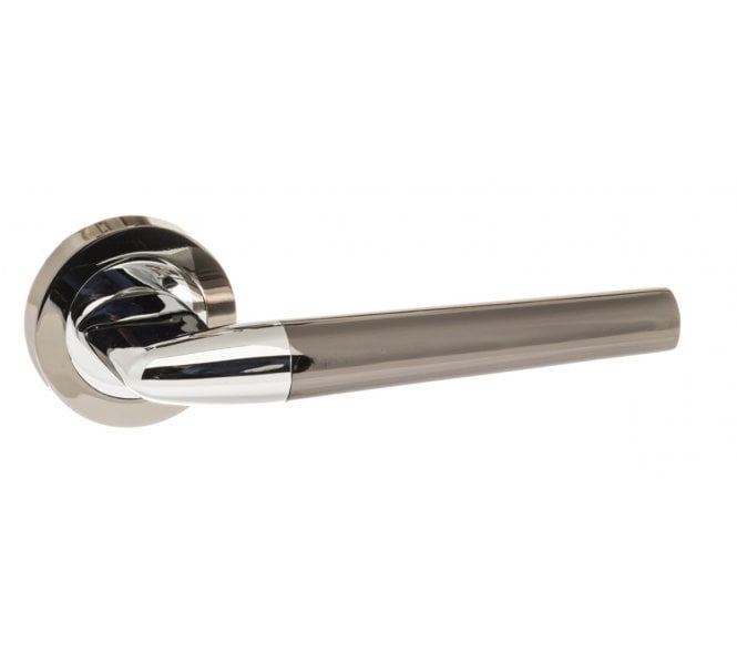 STATUS Tennessee Lever Handle On Rose - Black Nickel/Polished Chrome