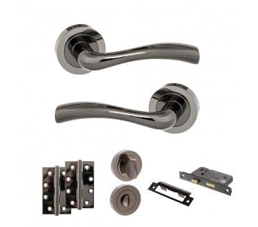 STATUS Texas Door Handle Bathroom Pack (4 Slim Knuckle Hinges x2) - Black Nickel