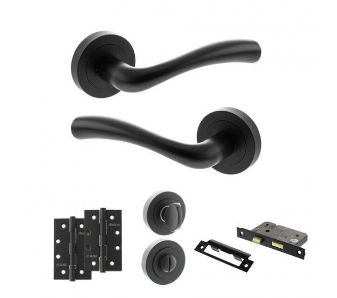 STATUS Texas Door Handle Bathroom Pack (4 Slim Knuckle Hinges x2) - Matt Black