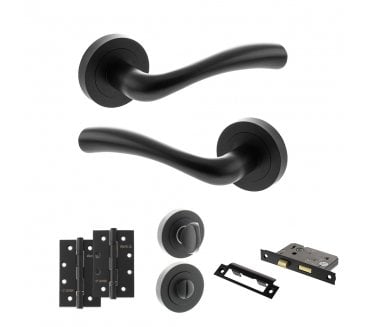 STATUS Texas Door Handle Bathroom Pack (4 Slim Knuckle Hinges x2) - Matt Black