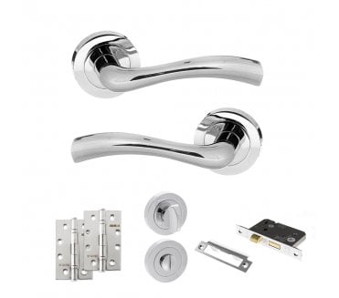 STATUS Texas Door Handle Bathroom Pack (4 Slim Knuckle Hinges x2) - Polished Chrome