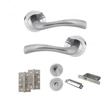 STATUS Texas Door Handle Bathroom Pack (4 Slim Knuckle Hinges x2) - Satin Chrome