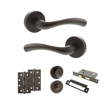 STATUS Texas Door Handle Bathroom Pack (4 Slim Knuckle Hinges x2) - Urban Dark Bronze