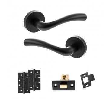 STATUS Texas Door Handle Latch Pack (4 Slim Knuckle Hinges x2) - Matt Black