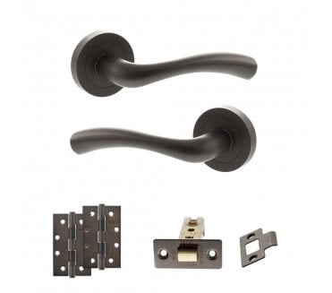 STATUS Texas Door Handle Latch Pack (4 Slim Knuckle Hinges x2) - Urban Dark Bronze